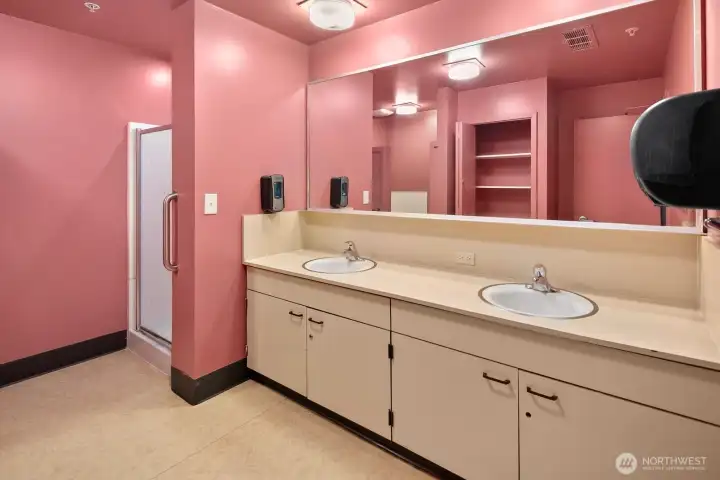 Bathroom with stall shower