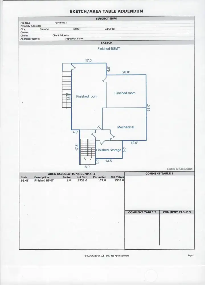 Floor plan, lower level