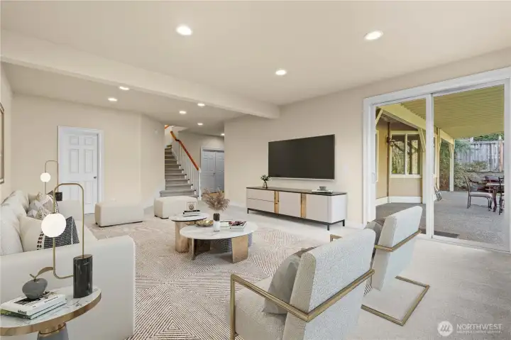 With an entrance to the outside another look at this family room, virtually staged.