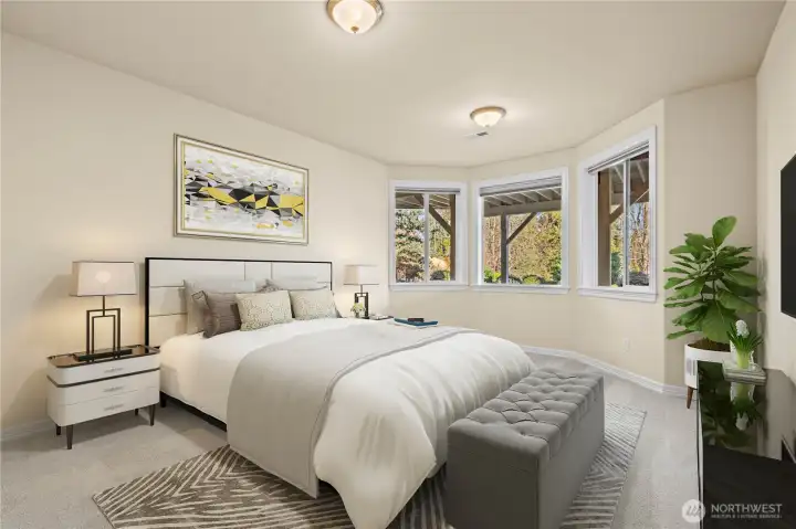 The elegant spaces show in even the bedroom sizes, this one is virtually staged to show just how large this room is.