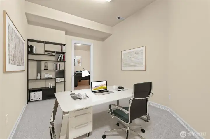 Another finished room could be a second work from home space or a craft room.  This is virtually staged.