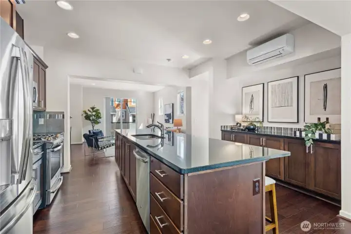 Ample cupboard space, including a buffet off the breakfast bar.