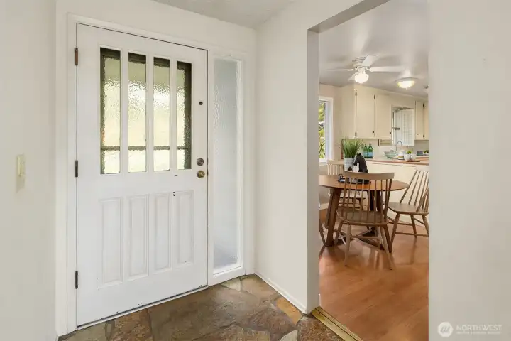 Formal entry with slate floor.