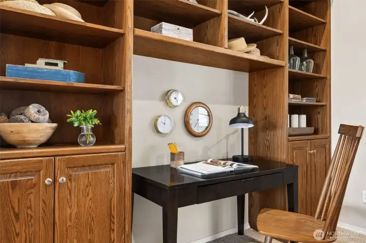 2 walls of custom built-ins in office