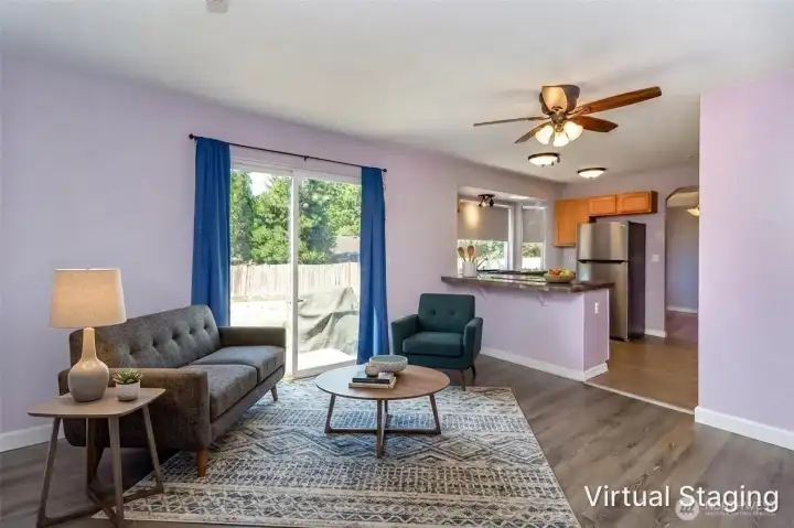 Additional Living Room into Kitchen- Virtually Staged