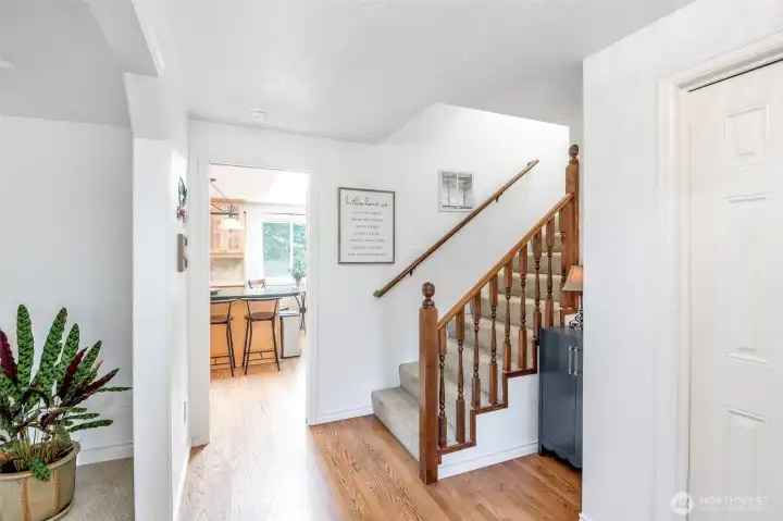 Main entryway: hardwoods and a full size closet