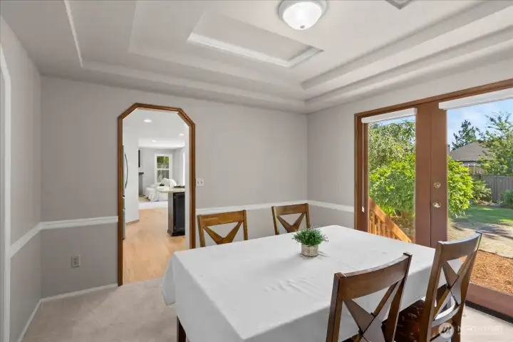 wainscot and coved ceiling over the dining room