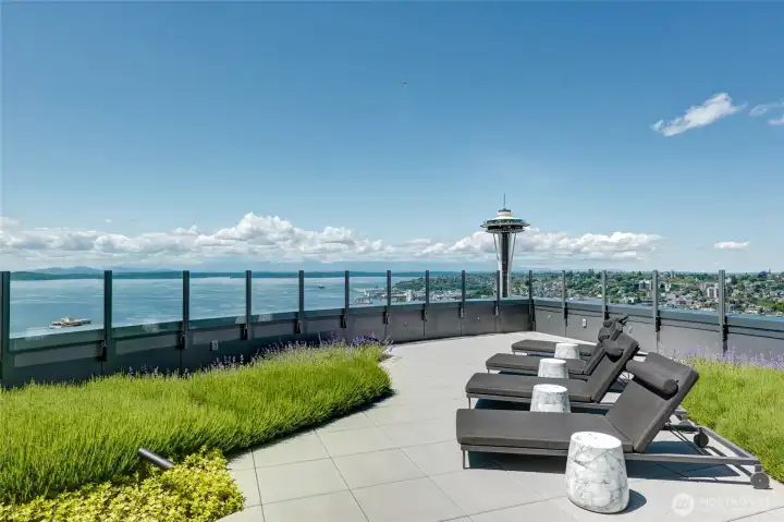 Welcome Home!  Spire is known for its location and amenities. Shoulder to shoulder with the Space Needle, there are long distance views in every direction possible.
