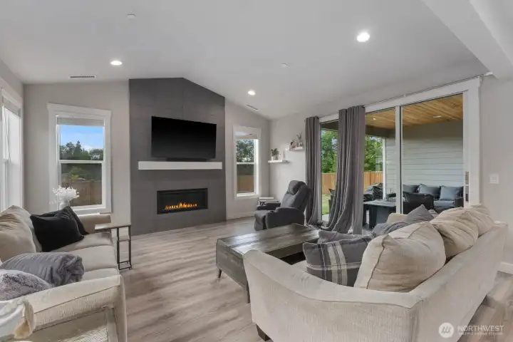 Multi-slide doors offer extended opening to the patio