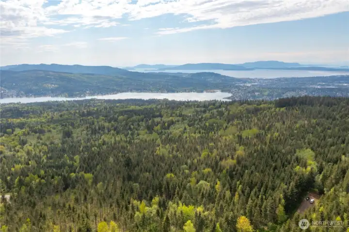 Aerial View from Lot 8 looking SW towards Lake Whatcom, Bay, & Islands