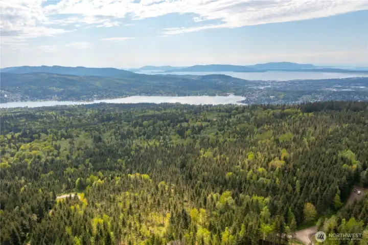Aerial View from Lot 8 looking SW towards Lake Whatcom, Bay, & Islands
