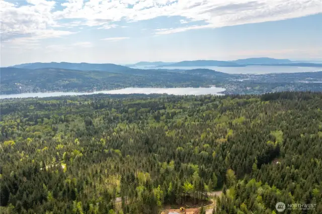 Aerial View from Lot 8 looking SW towards Lake Whatcom, Bay, & Islands