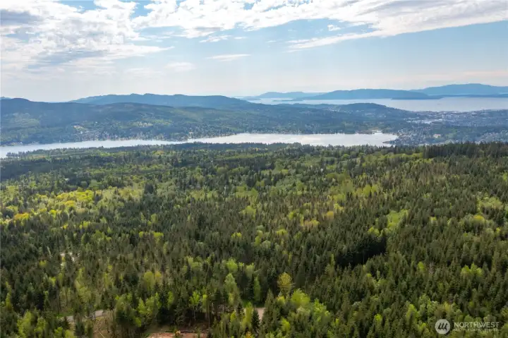 Aerial View from Lot 8 looking SW towards Lake Whatcom, Bay, & Islands