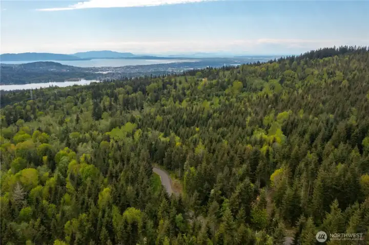 Aerial View from Lot 8 looking SW towards Lake Whatcom, Bay, & Islands
