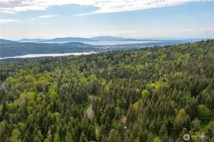 Aerial View from Lot 8 looking SW towards Lake Whatcom, Bay, & Islands