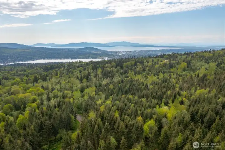 Aerial View from Lot 8 looking SW towards Lake Whatcom, Bay, & Islands