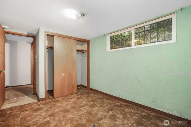 The 5th bedroom is in the lower level and has a 3/4 bath adjacent to the bedroom.