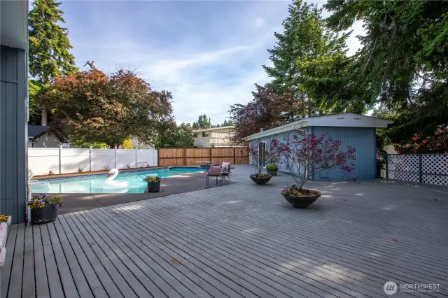 The "pool house" can potentially be made into an ADU. It has bathroom, shower, changing room and a sauna.