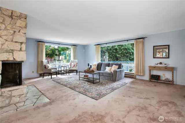 Large picture window let in the natural light and gives you a peak-a-boo view of the water.
