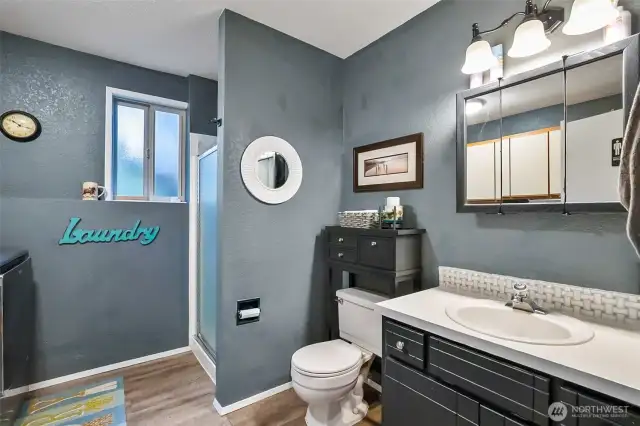 Lower level 3/4 bathroom and laundry.