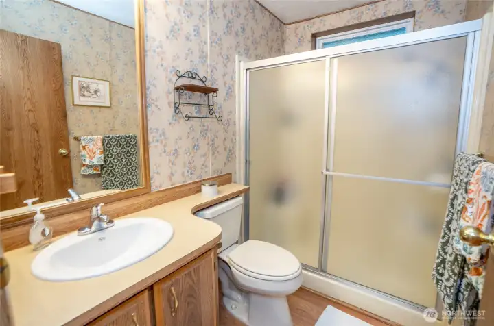 View highlighting the spacious shower