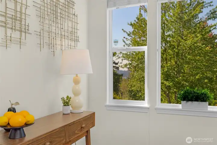 Views of Lake and city from the kitchen area