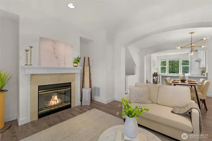 Cozy up to the gas fireplace on chilly days.