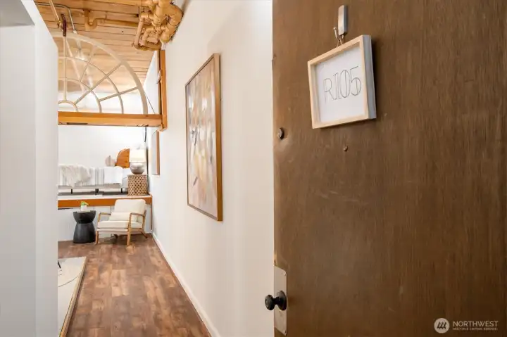 From the front door into the unit.