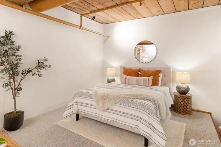 You can fit a bed of any size on the lofted platform!