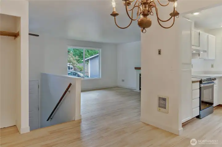 Standing in the dining room - looking into kitchen & living room.