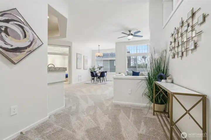 Main floor landing with coat closet on left.