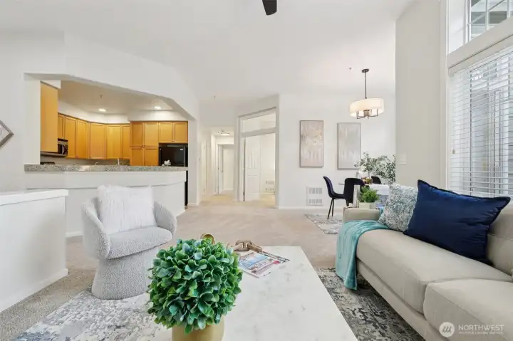 High ceilings and big windows allow for natural light