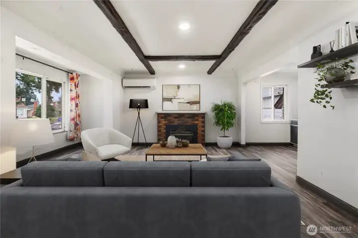 Virtually staged living room.