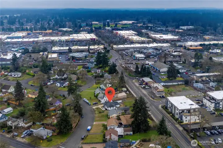 Aerial view of the neighborhood.