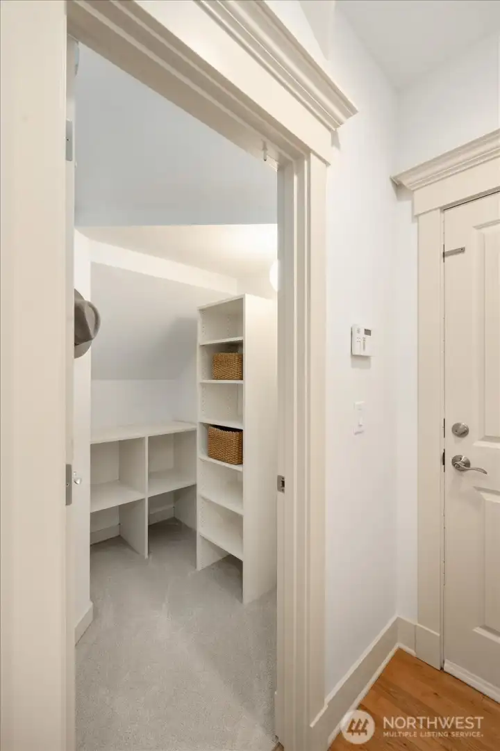 The second walk-in pantry. This one is conveniently located just off the garage for super easy post-shopping unloading and storing, or a mud room?