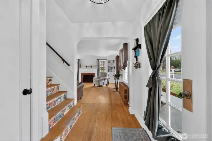 Immediately upon entering you notice the beautiful architecture this home offers. Living is room to the right. The whole home has great natural lighting.
