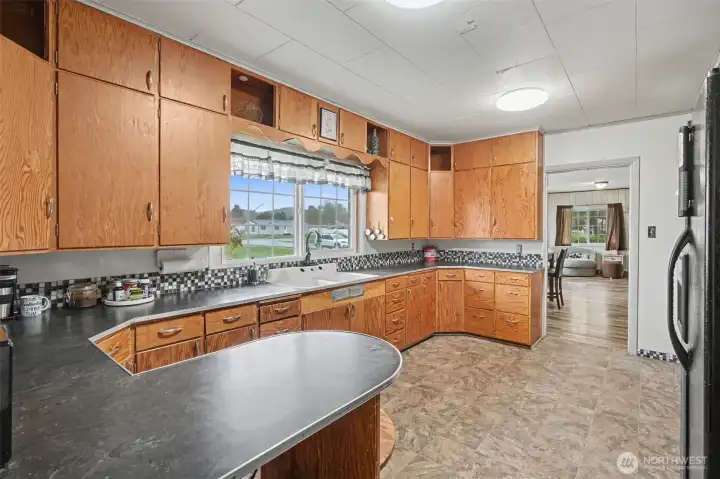 Kitchen toward living / dining area