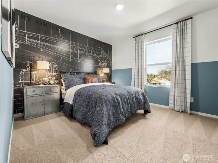 Second spacious bedroom upstairs. Pictures are for representational purposes only, colors and features may vary.