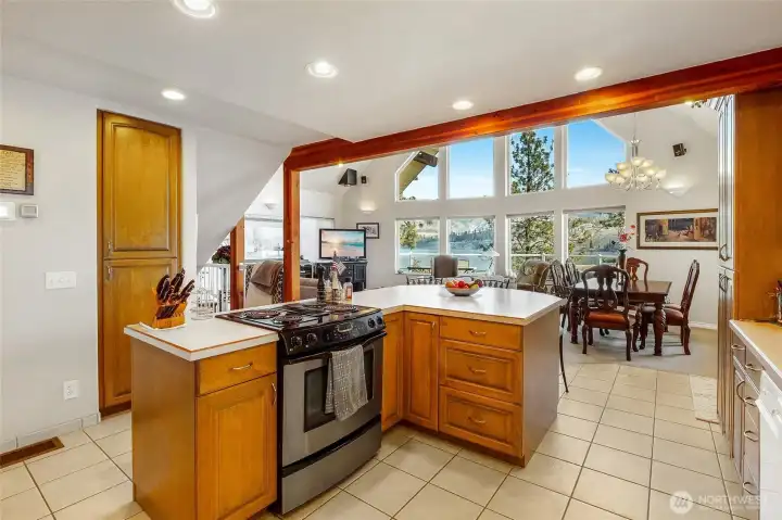 Seamless flow from kitchen to great room.