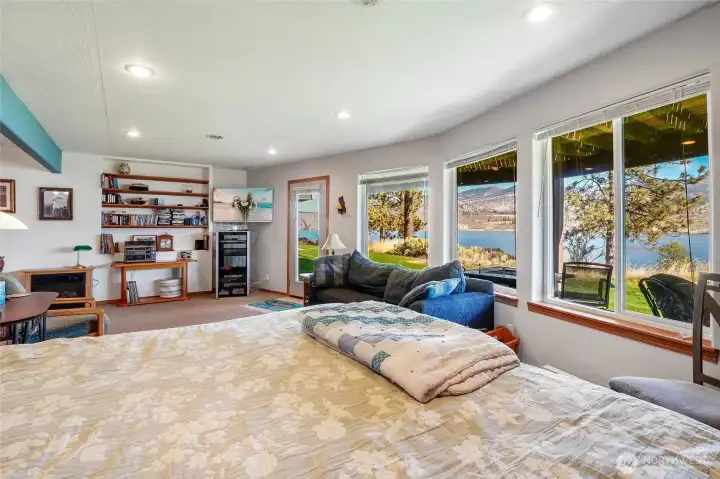 Oversized lower level bedroom.