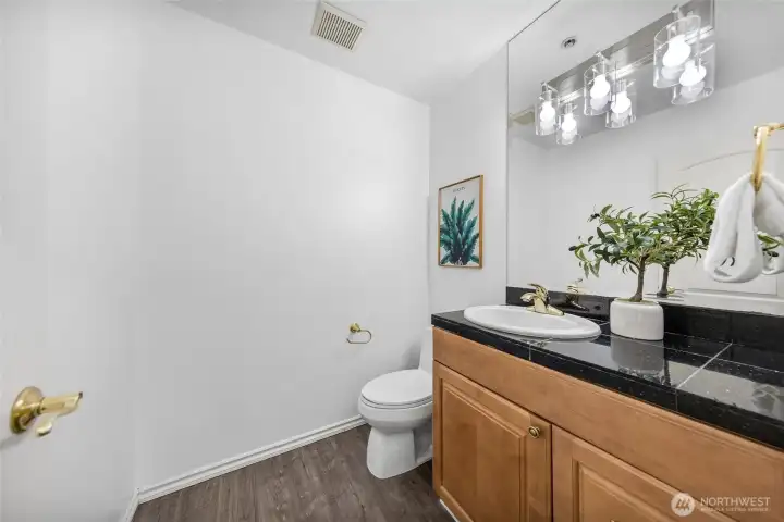 Powder room on main floor.