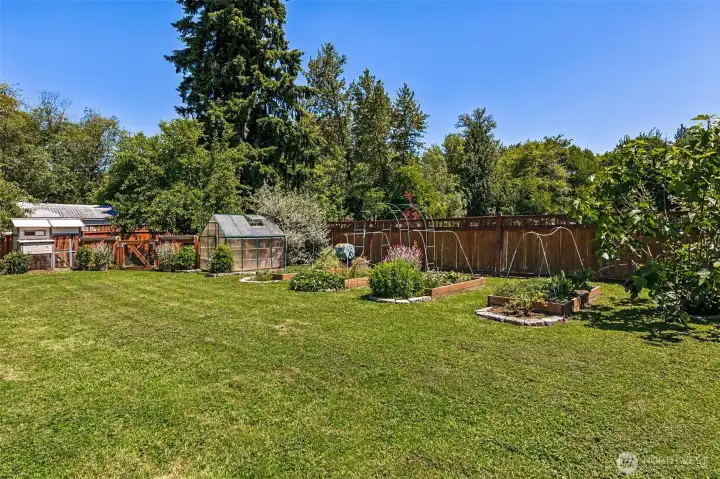 Garden Space, Greenhouse, & Chicken Coop