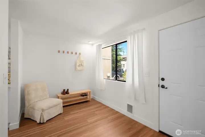 Spacious 'landing zone' just inside entry and garage door.