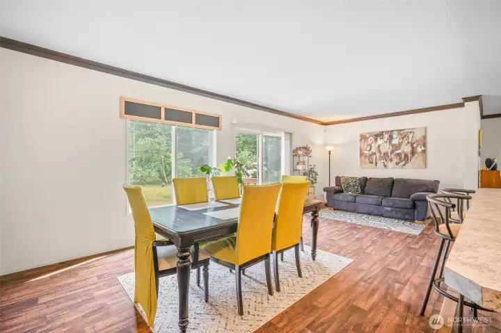 Dining that connects to the second living room area, creates a natural flow.