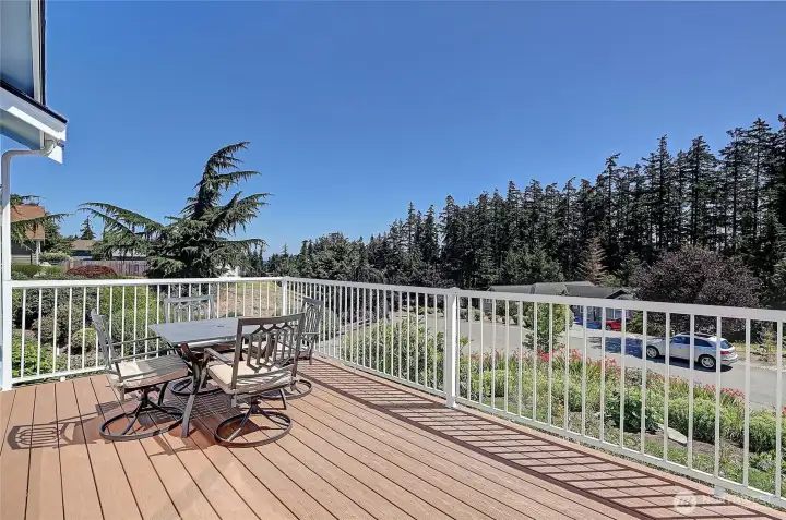 Private, Quiet New Deck to Relax and Listen to the Beach Sounds (Other Side of the Timber is Port Susan and Your Private Trail to Beach)~ Private, Quiet New Deck to Relax and Listen to the Beach Sounds (Other Side of the Timber is Port Susan and Your Private Trail to Beach)~