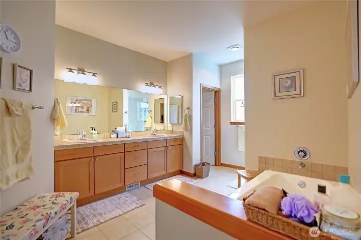 Spa-Bath w/ Tile and Water Closet in Primary~ Spa-Bath w/ Tile and Water Closet in Primary~