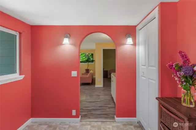 Check out the unique arch leading into the main living space!