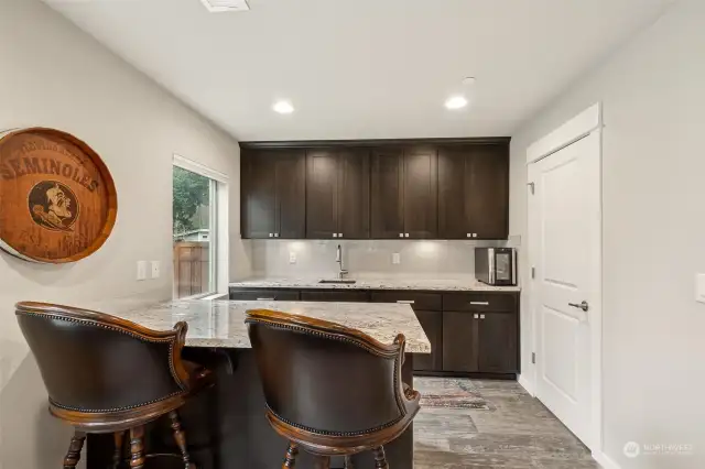 Wet bar in basement with kitchenette potential!