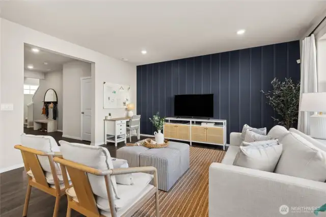 Living Room. Photos are of model home of the same plan and may reflect different colors and options.