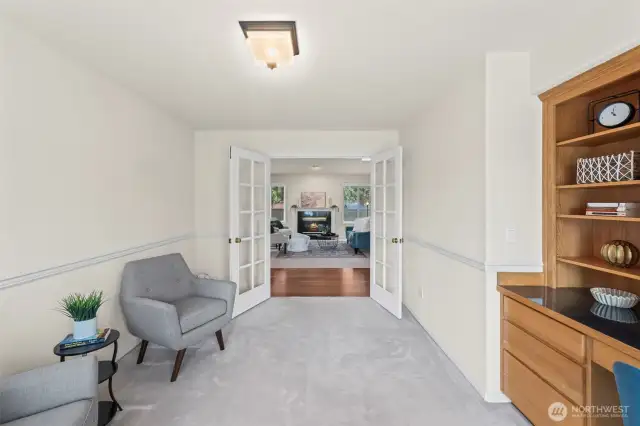 Large office with built in desk